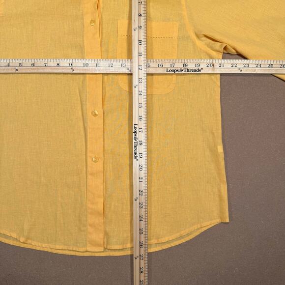 Vintage Yellow Linen Cotton Button Up Shirt Women’s 8 (M) Made in Hong Kong 80s - Picture 8 of 8